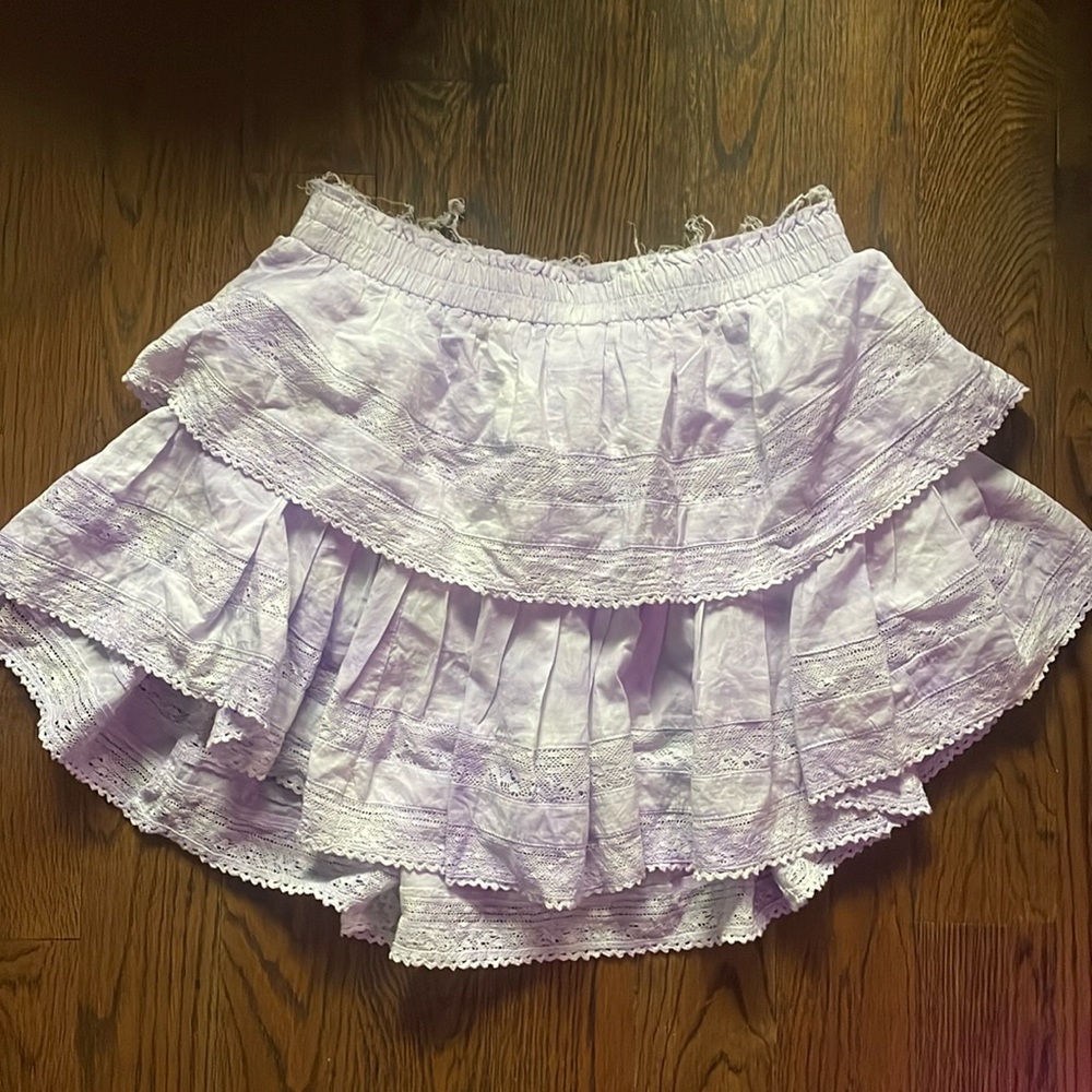 Ruffle Heritage Mini Skirt VIOLET SPLASH HAND DYE Size Small Purple